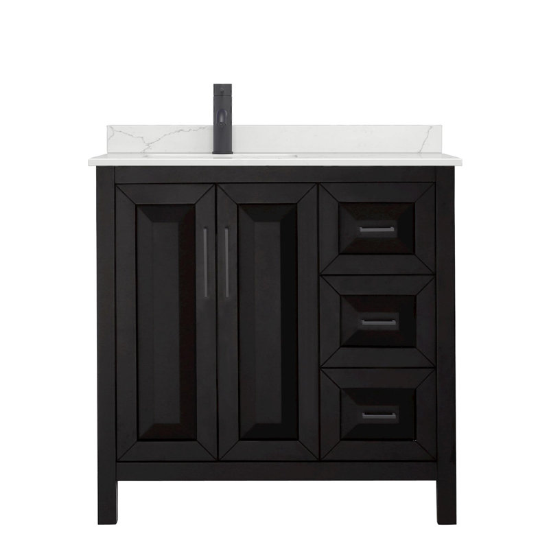 Daria 36'' W Vanity, Giotto Quartz, Brown, Matte Black