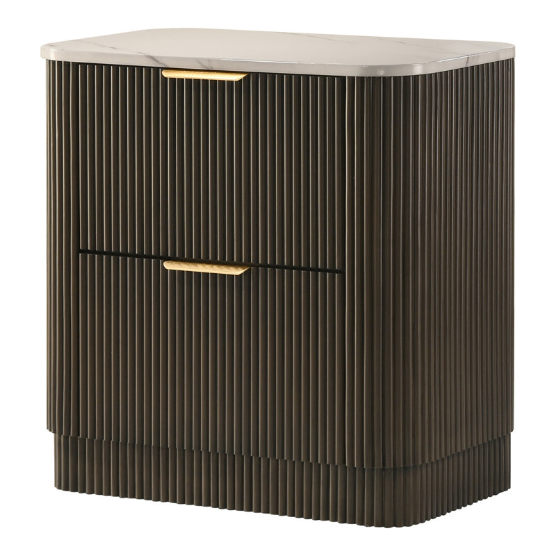 Tussilage 2-Drawer Nightstand With Faux Marble Top (Set Of 2)