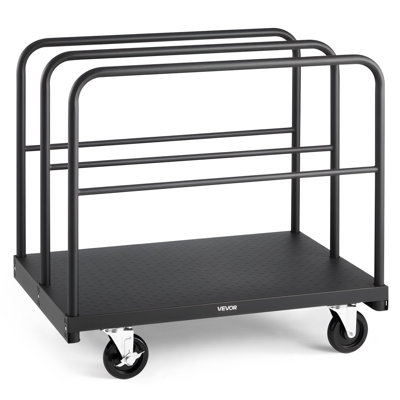 Drywall Cart Dolly, 1800 Lbs Load Capacity, 2-In-1 Steel Panel Truck Cart With 5 Inch Swivel Casters, 36 X 24 Inch Platform Truck With 4 Side Handrail