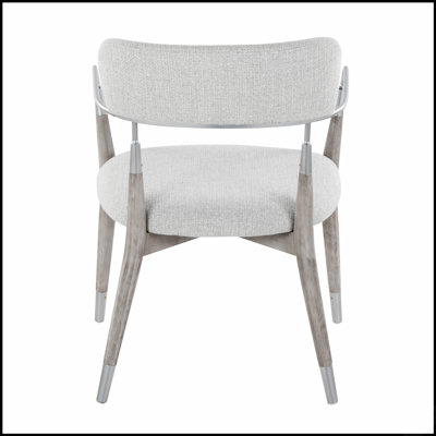 Chaise contemporaine en bois brossé et tissu avec détails argentés - Paquet de 2, idéale pour une salle à manger moderne et comme siège d'appoint.