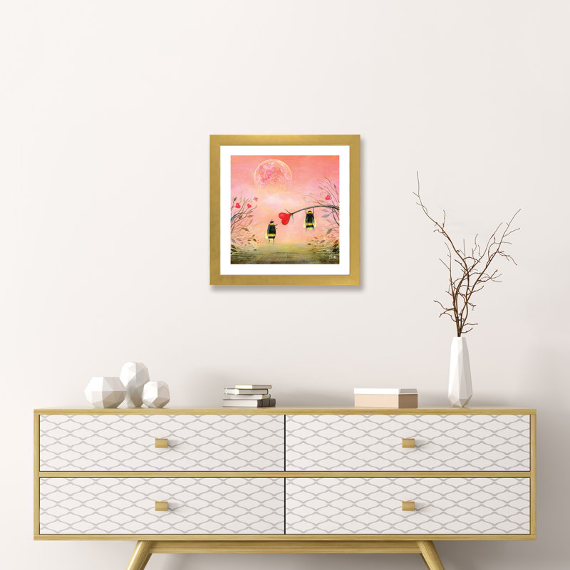 «A Perfect Day» par Neil Thompson - impression d'art graphique, Papier encadré doré, H 16 po x l 16 po x p 1 po