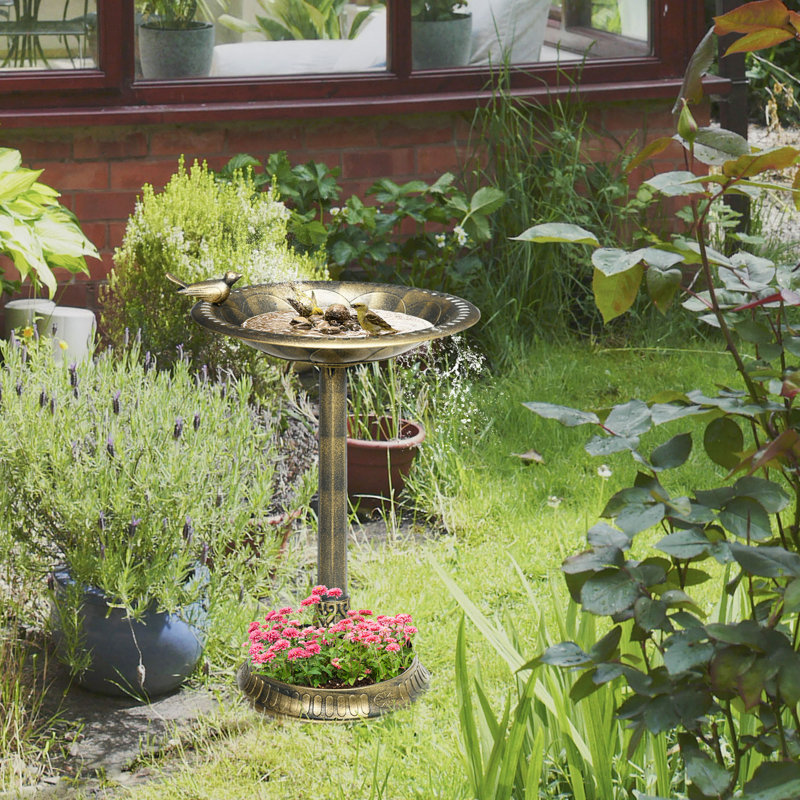 28 po. Bain d'oiseaux antique 28 po avec base à fleurs à piédestal, bain décoratif d'oiseaux de style rétro et bol pour mangeoire d'oiseaux, statue de jardin décoratif