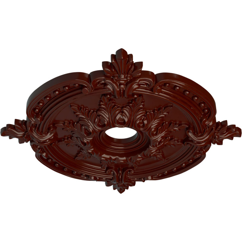 28 po 3/8 po x P 3 3/4 po x P 1 5/8 po médaillon classique de plafond (convient aux auvents jusqu'à 6 1/2 po), Acajou brossé