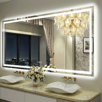 Lunara UL Certified Front Light and Backlit LED Anti-Fog Bathroom Vanity Mirror 5mm Premium Tempered Glass