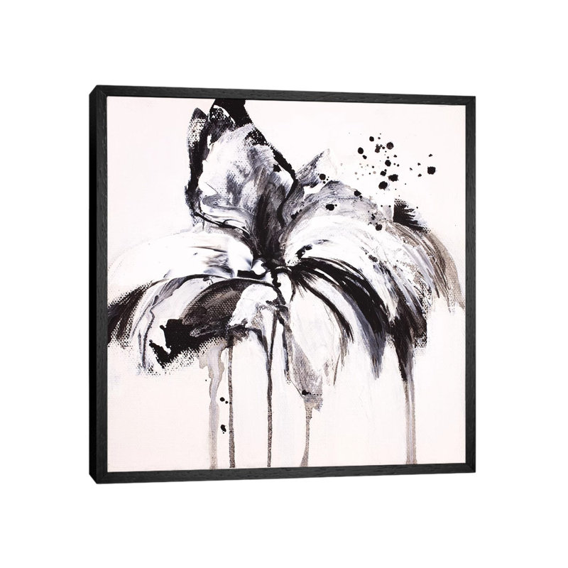 Moon Flower IX by Jude Remedios - Painting on Canvas, 45.72cm H x 45.72cm W x 3.81cm D, Black Framed