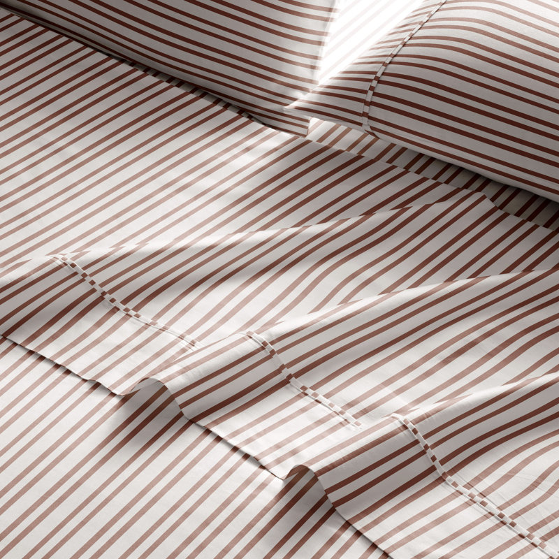 Fagan 144 Thread Count Striped 100% Cotton Sheet Set, Twin Sheet Case Pack + 1 Fitted Sheet+1 Pillowcase