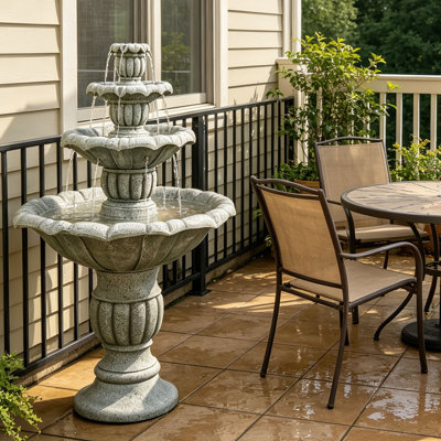 Fontaine électrique d'extérieur 39,5 pouces à 3 niveaux - Fontaines autoportantes avec pompe pour le jardin, la cour ou le balcon