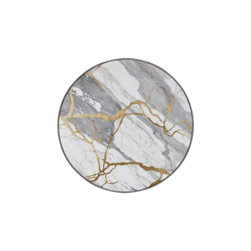 Tapis gris soyeux et moelleux, Rond 6 pi