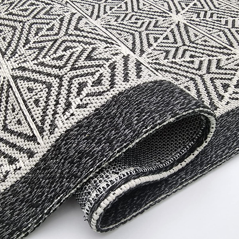 Chao Geometric Cotton Area Rug, Rectangle 60 x 90cm