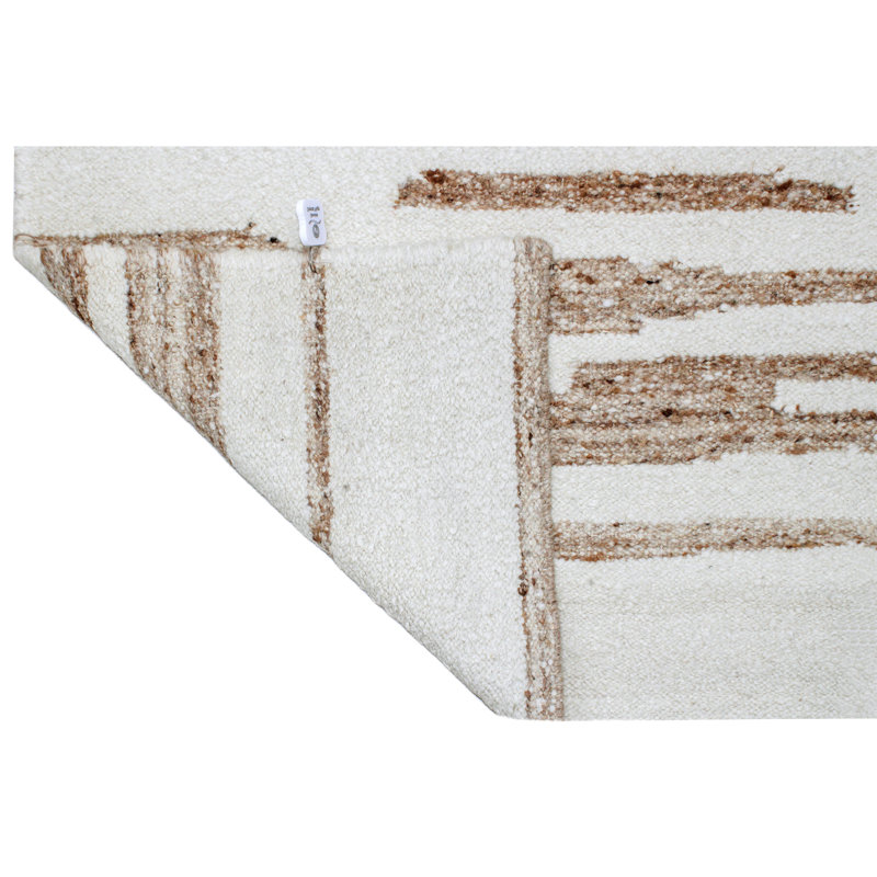Wool Area Rug in Black/White/Light Gray, Rectangle 6' x 9'