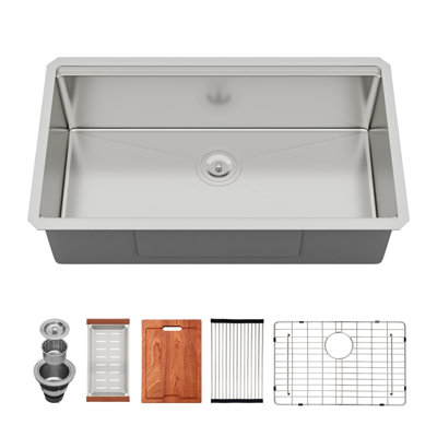 Évier de cuisine encastrable en acier inoxydable de calibre 16 avec station de travail encastrable 30 po x 18 po x 10 po