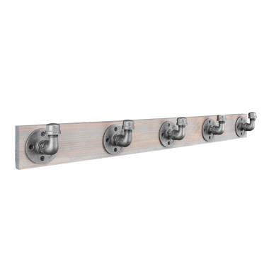Chrisinda 36 Wide 5-Hook Wall-Mounted Wall Coat Rack with Industrial Pipe Hooks Williston Forge Color: Riverstone Gray