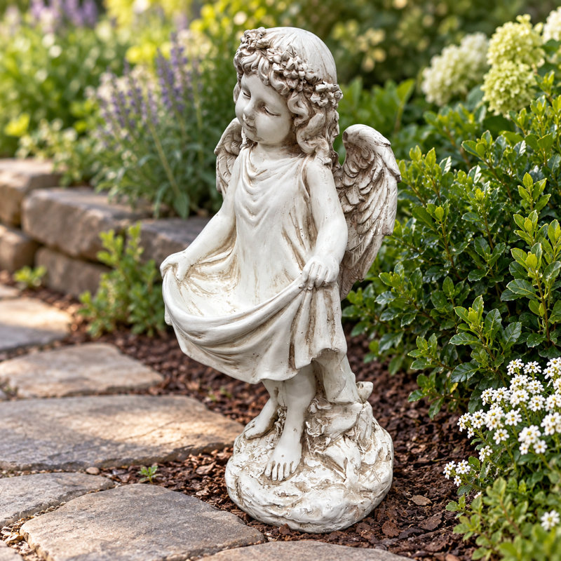 Weathered Angel Garden Statue