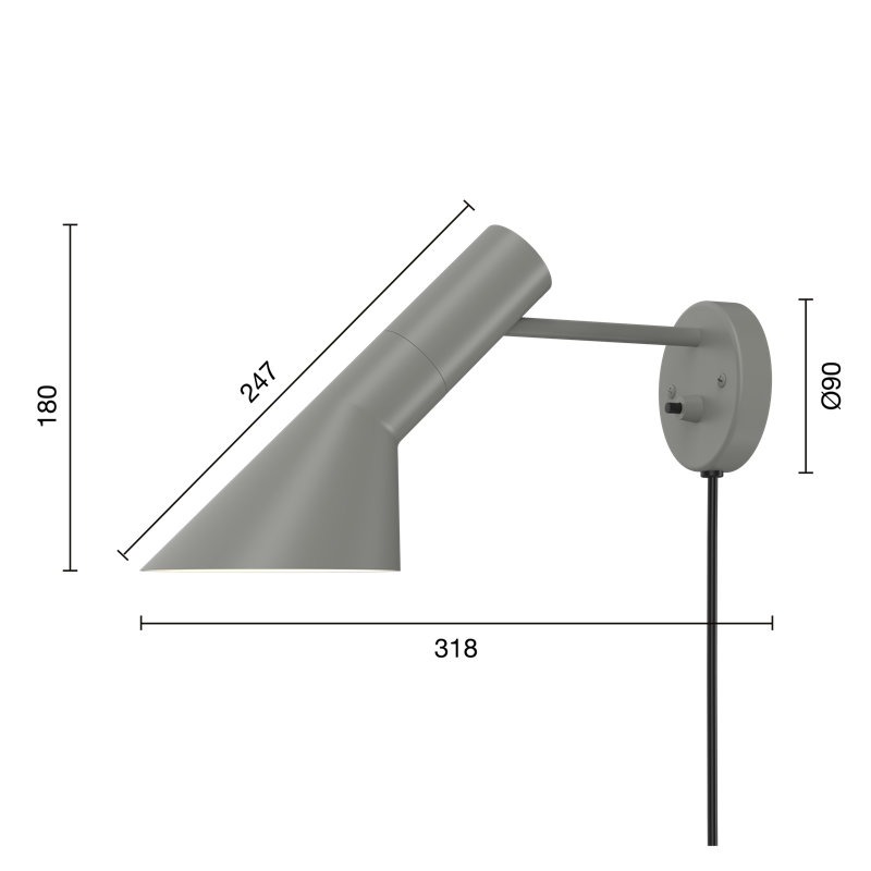 AJ Wall Light, With Switch, Warm Gray