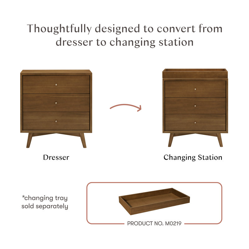 Palma 3-Drawer Assembled Dresser, Natural Walnut