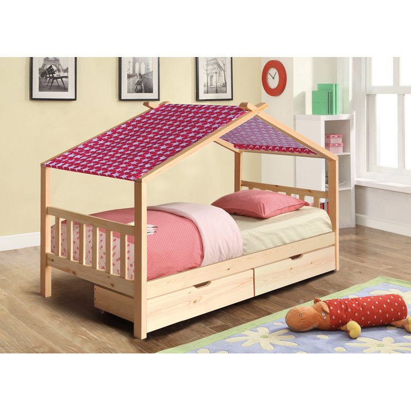 Rumer UK Single - DE 90 X 190 Cm Storage Bed, Natural/Pink