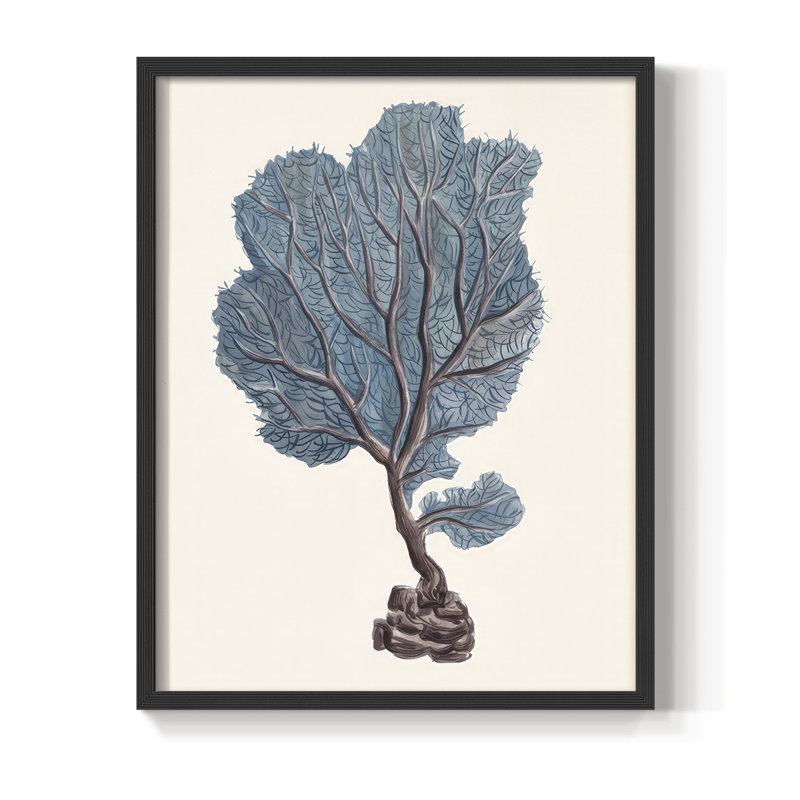 Indigo Reef IV Framed Print - Solid Wood, 11" H x 9" W, Black