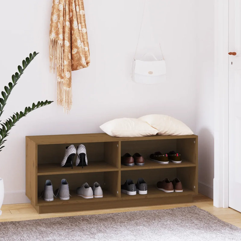12 Pair Solid Wood Shoe Rack, Oak