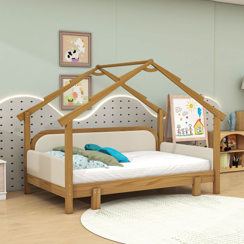 Lit simple en bois avec rails, Blanc
