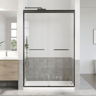 45 To 48 In. W X 72 In. H Semi Frameless Double Sliding Shower Door With 5/16 In. Tempered Clear Glass