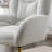 Teddy Fabric 360 Swivel Home Office Chair With Gold Metal Base And Universal Wheels,Ivory