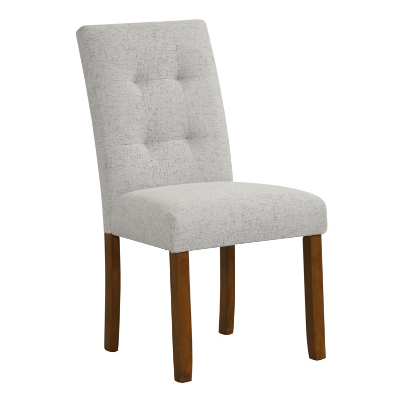 Chaise de salle à manger à dossier capitonné Latitude Run® - tissé texturé crème (ensemble de 2), Gris, Noyer
