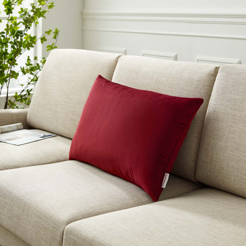 Enhance Lumbar Performance Velvet Throw Pillow by Modway, Maroon, 15.5" x 23.5"