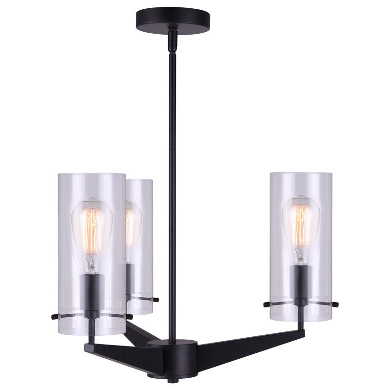 Lustre classique/traditionnel ombré 3 lumières Omak, Noir