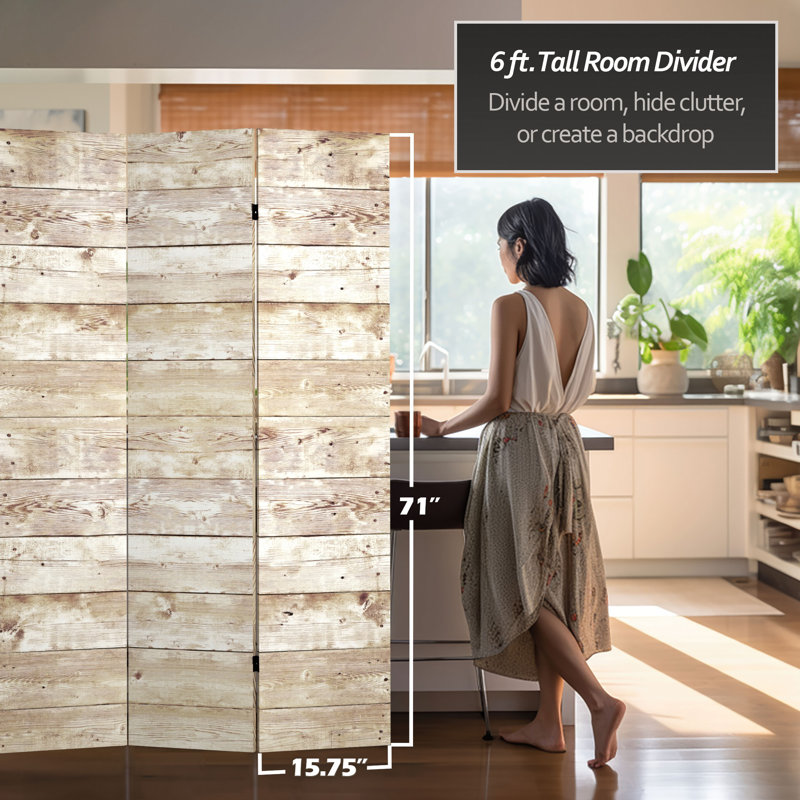 47.25'' 3 - Panel Folding Room Divider, Wood Grain