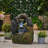 23.75" High Hand Crafted Weather Resistant Floor Fountain, Moss + Black