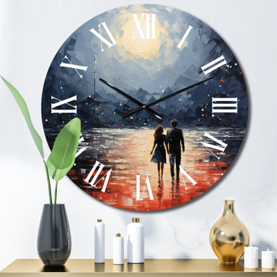 Beach Seaside Romance Pointillism - Horloge murale plage