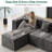 129" Modern Minimalist U/L Shaped Modular Cloud Sectional Sofa with 2 Ottomans, Boneless Deep Seat Couch for Living Room, No Assembly Required-2054955084