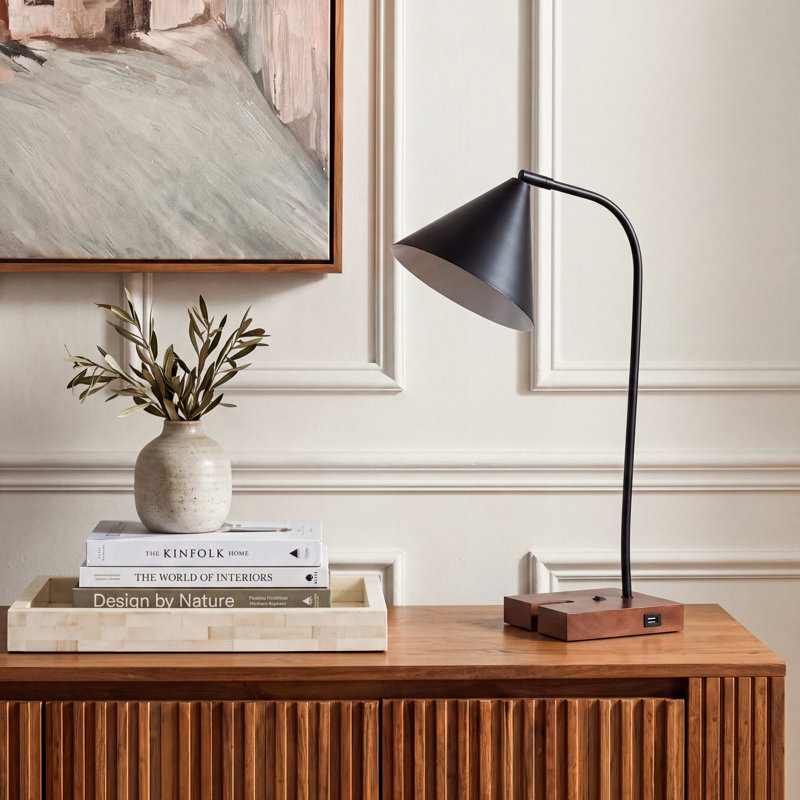 Lampe de table Dalli, Noyer, Noir