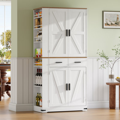 Buffet 70,9 po pour garde-manger de style campagnard avec support à épices amovible et 2 tiroirs