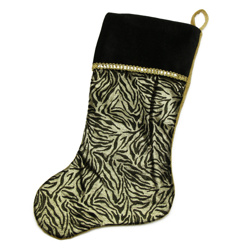 Chaussette de Noël 20 "à imprimé zébré, Or