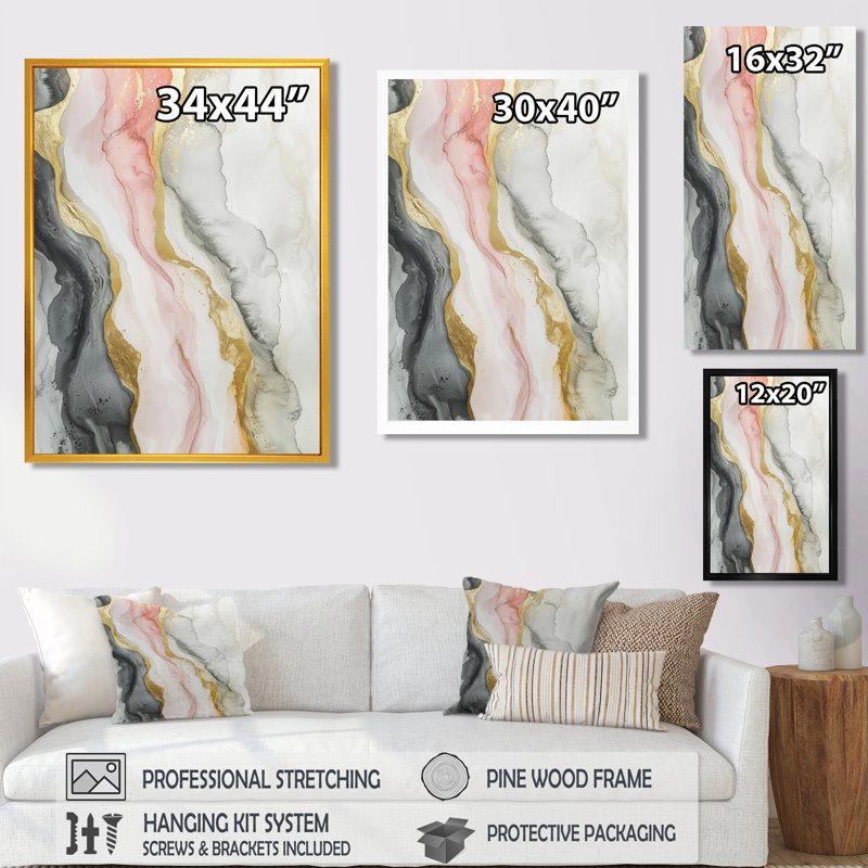 Symonds - Abstract Wall Decor, Noir, noir, noir, noir, H 20 po x l 12 po, Reproduction encadrée d'une seule photo