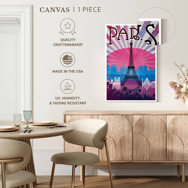Affiche rétro Paris Paris Eiffel, H 30 po x l 20 po