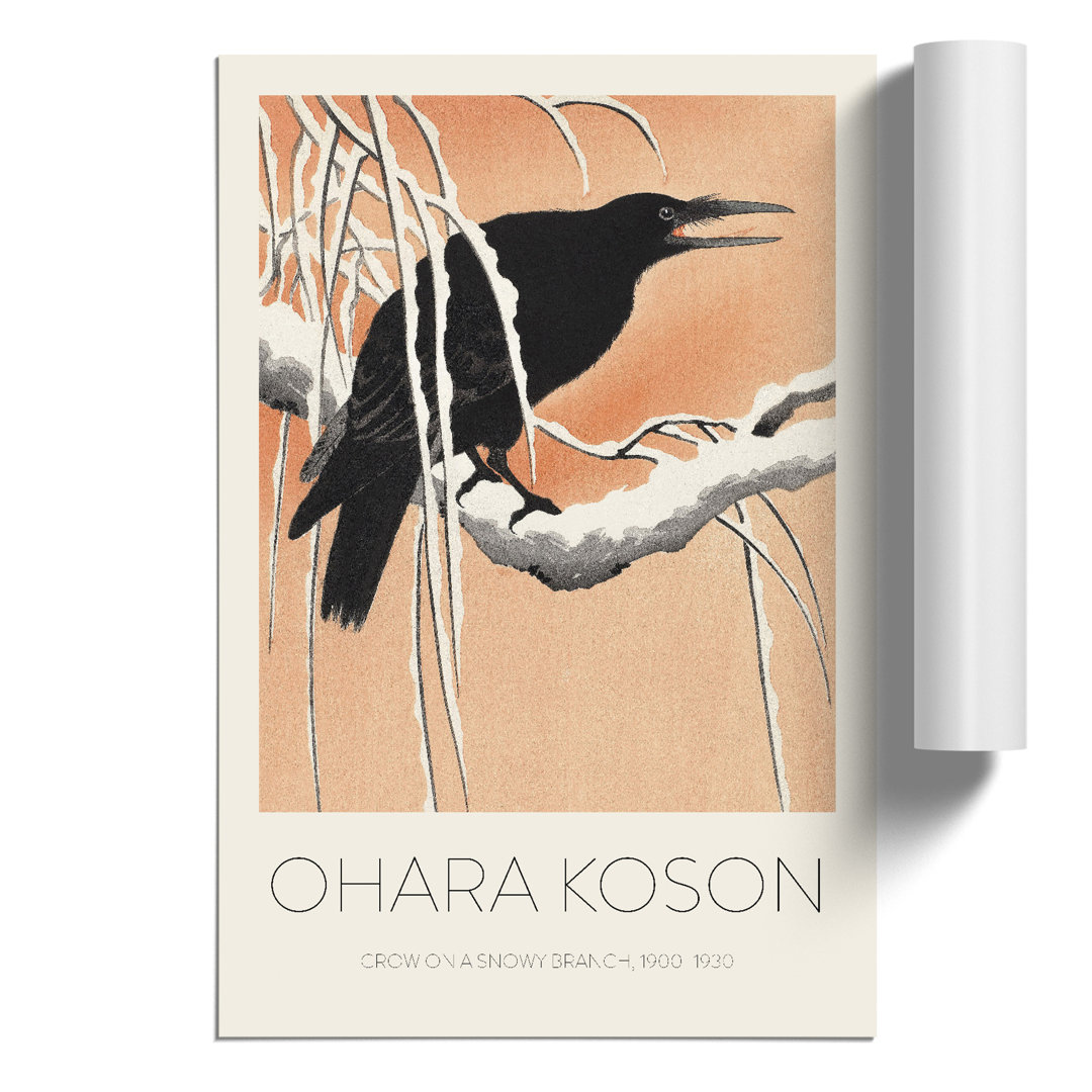 Crow on a Snowy Branch Print by Ohara Koson - Frameless Print