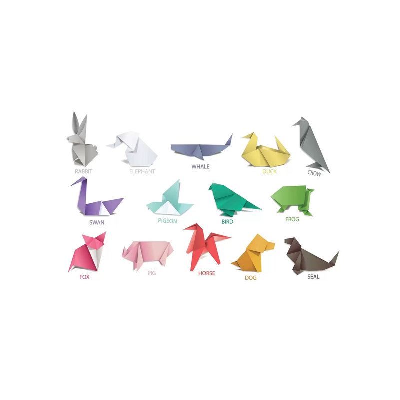 Origami Animals - Wrapped Canvas Print, 20.32 cm H x 30.48 cm W
