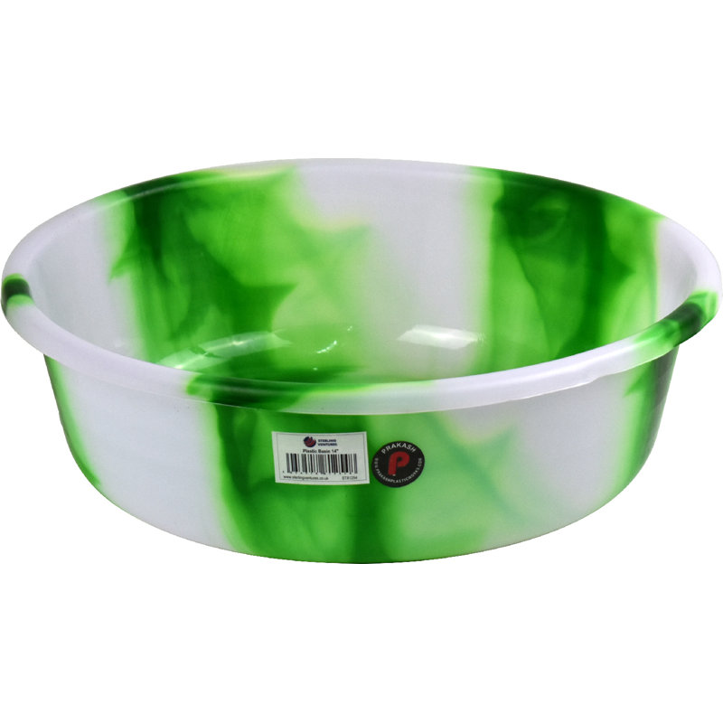 Tie-Dye Colour Plastic Round Wash Basin14", Green