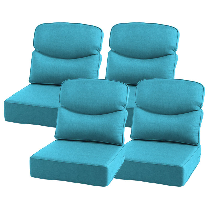 Coussins de siège Allo Luxury Smile 24 x 24 x 6, coussin de siège profond en oléfine résistant à l'eau, Ensemble de 4
