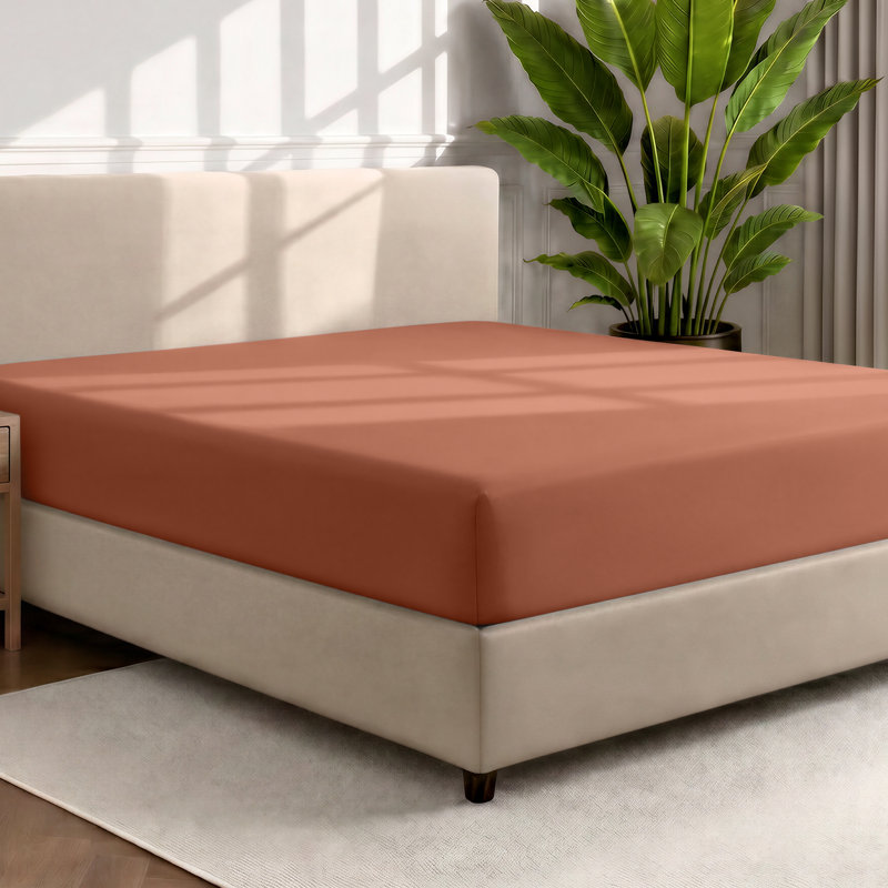 Microfiber Fitted Sheet, Terracotta, Full Fitted Sheet