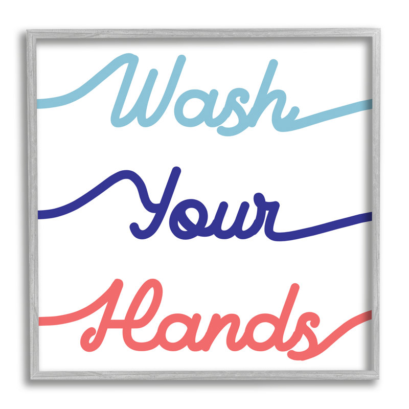«Wash Your Hands», art mural sur toile tendue par Daphne Polselli, H 17 po x l 17 po x P 1,5 po, Estampe numérique Farmhouse