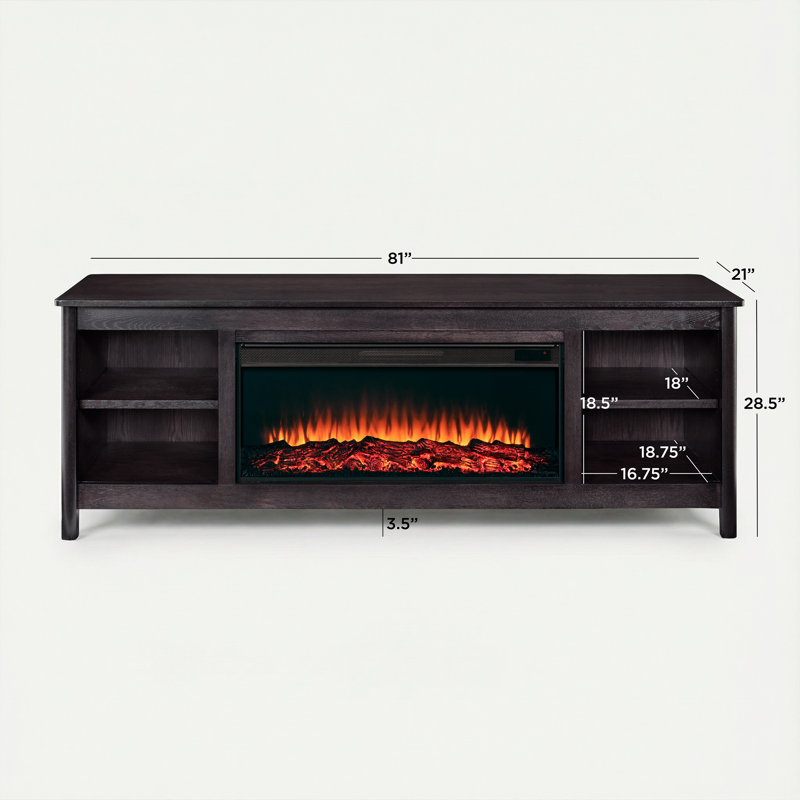 Kells 81" Electric Fireplace TV Stand, Dark Oak