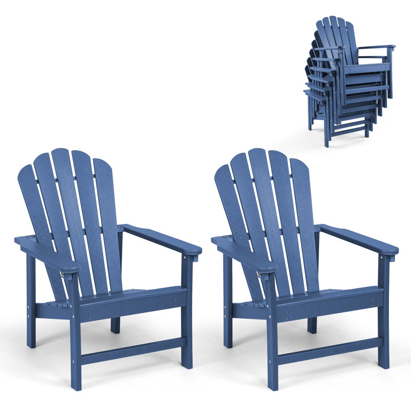 Zawadi HDPE Stacking Adirondack Chair, Blue, 2