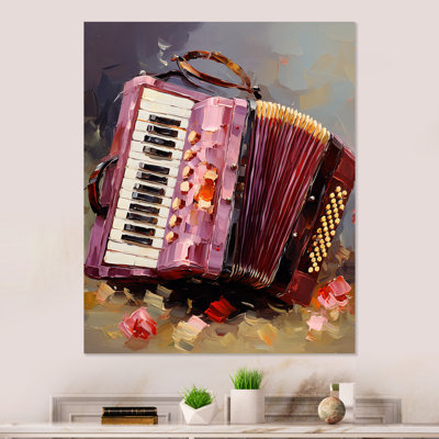 Rose rose, accordéon, sérénade - musique, art mural en métal