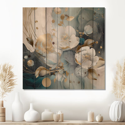 Haverhill - Art mural floral sur bois de pin naturel
