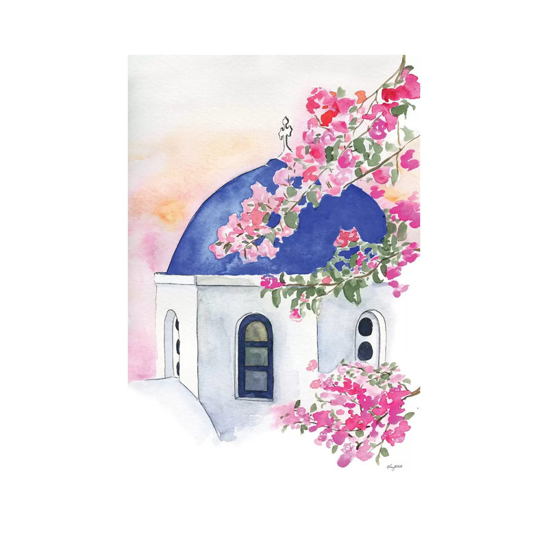 Santorini par Kelsey Mcnatt - Toile tendue avec châssis sur toile tendue, H 18 po x l 12 po x P 1,5 po