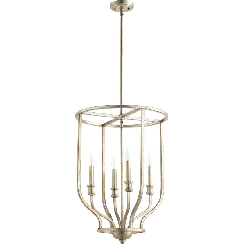 Lustre géométrique à 4 lumières Falbo, Feuille argentée vieillie