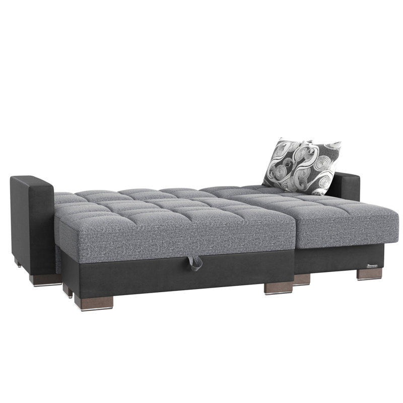 Chaise longue convertible avec rangement Primenest Nimbusflow, Grey/Black Chenille